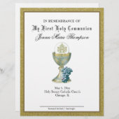 Papier Certificat de souvenir de la Sainte Communion cath (Devant / Derrière)