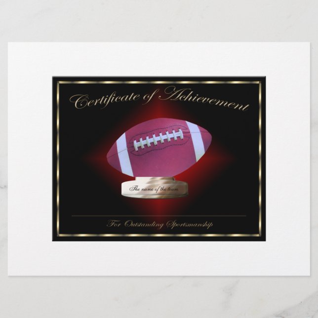 Papier Certificat de succès de football (Devant)