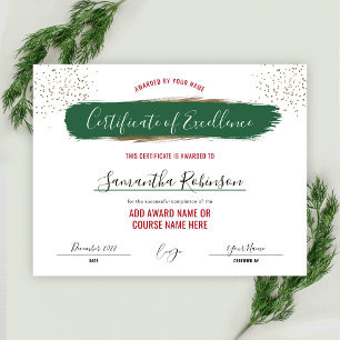 Papier Certificat de vacances d'excellence Award Green Go