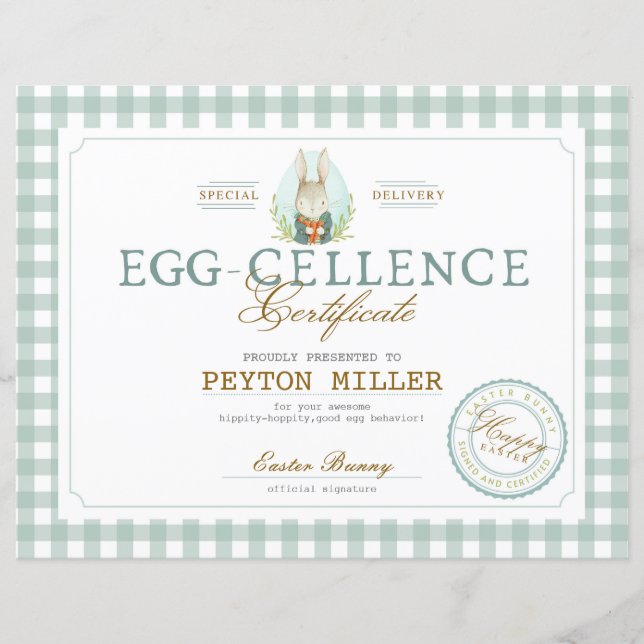 Papier Certificat de violoncelle de lapin de Pâques (Devant)