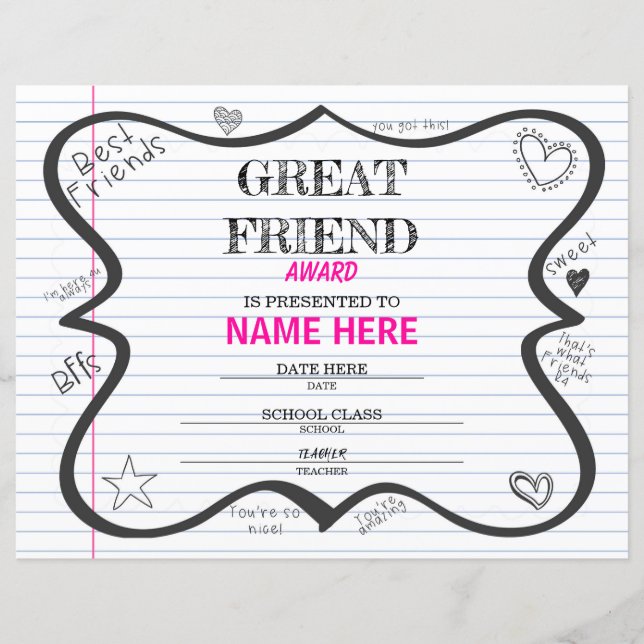 Papier Certificat d'école (Devant)