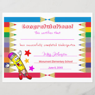 Papier Certificat d'études supérieures mignonnes et color