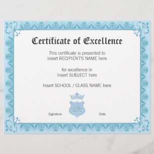 PAPIER CERTIFICAT D'EXCELLENCE