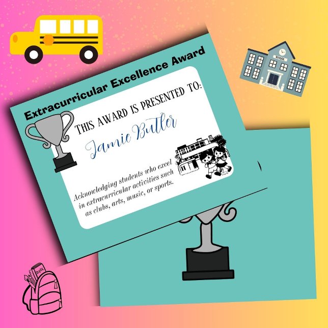 Papier Certificat d'excellence collège (extra curricular)