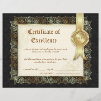 Papier Certificat d'excellence Diplôme Black Cream