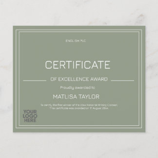 Papier Certificat d'excellence Prix Sage Ajouter un logo