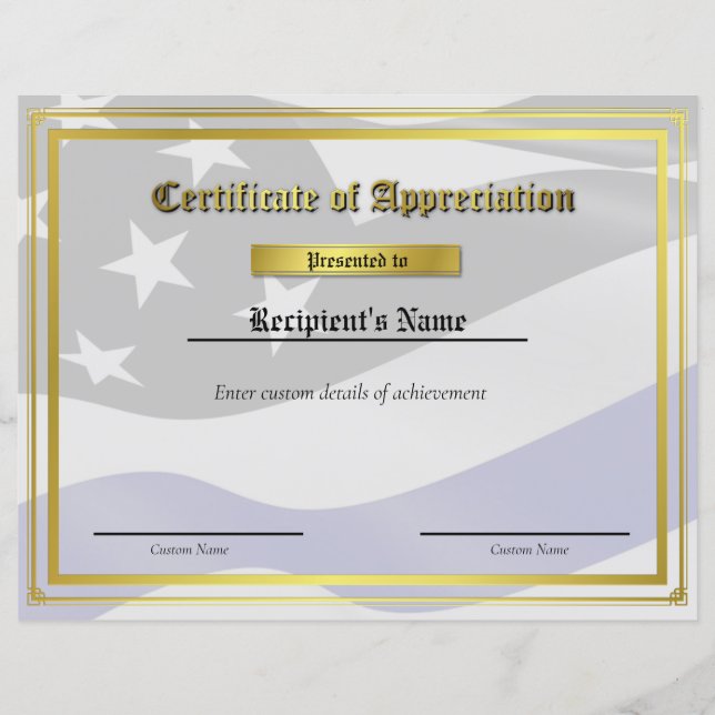 Papier Certificat d'indicateur de ligne bleue mince perso (Devant)