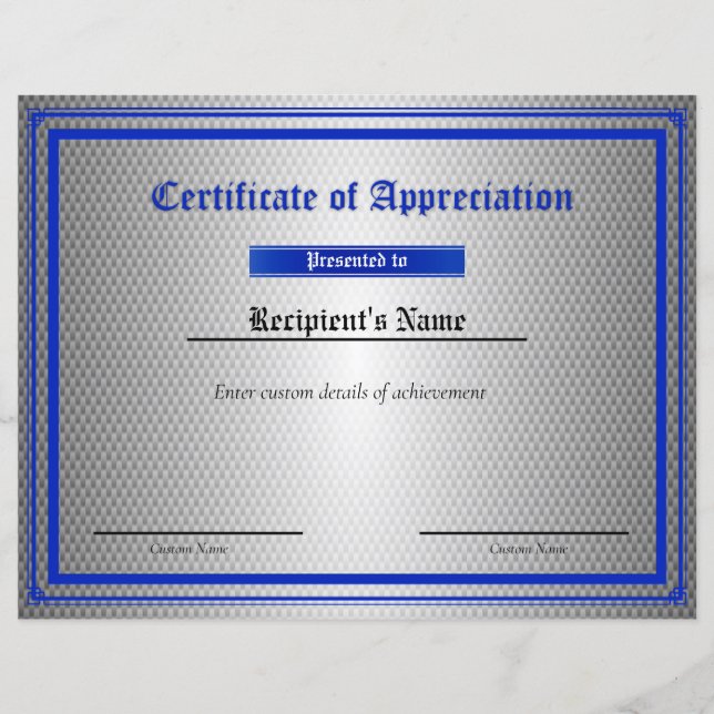 Papier Certificat d'indicateur de ligne bleue mince perso (Devant)