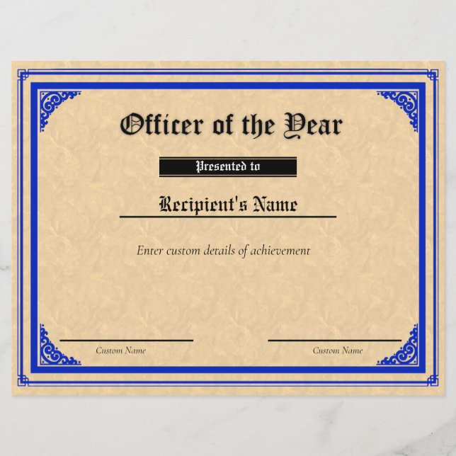 Papier Certificat d'indicateur de ligne bleue mince perso (Devant)