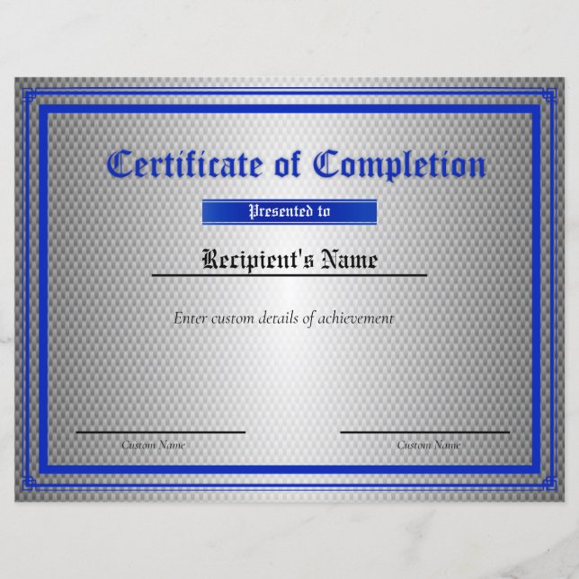 Papier Certificat d'indicateur de ligne bleue mince perso (Devant)