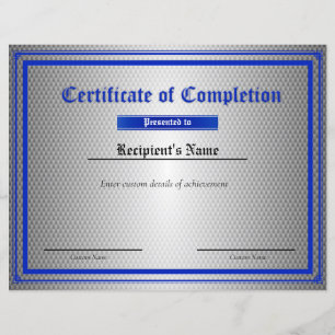 Papier Certificat d'indicateur de ligne bleue mince perso