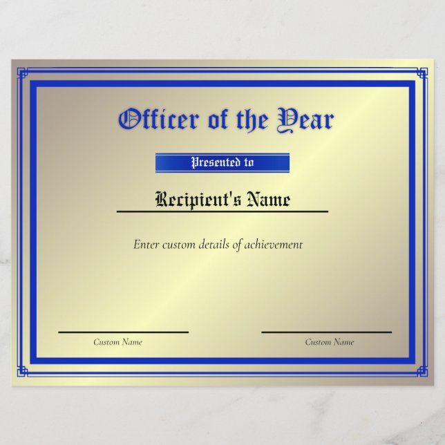 Papier Certificat d'indicateur de ligne bleue mince perso (Devant)