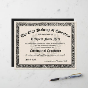 Papier Certificat d'obtention du diplôme d'études supérie
