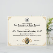 Papier Certificat dominicain Lay (Debout devant)