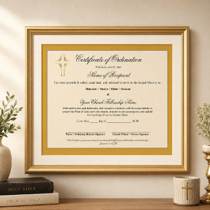Papier Certificat d'ordination d'ancien élégant en or