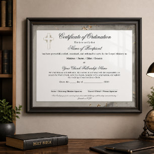 Papier Certificat d'ordination de l'Ancien en marbre et o