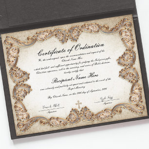 Papier Certificat d'ordination du ministère