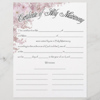 Papier Certificat mariage