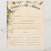 Papier Certificat mariage (Devant)