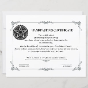 Papier Certificat Mariage de réception