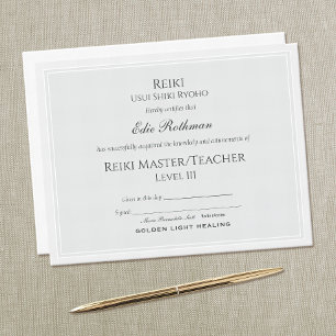 Papier Certificat Master de fin de carrière Reiki