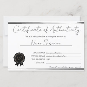 Papier Certificat minimal d'authenticité