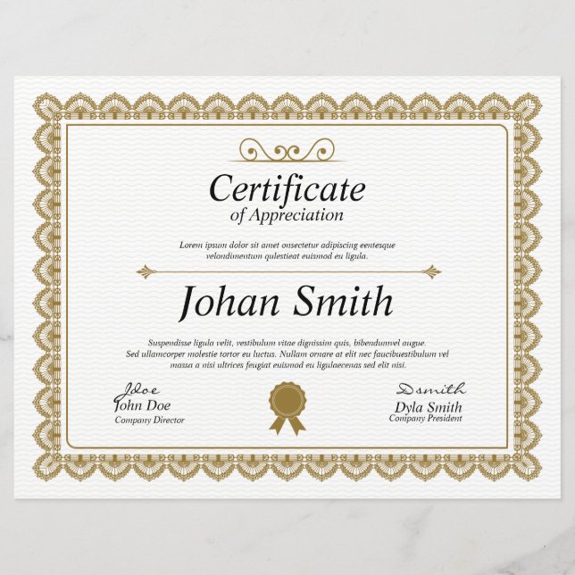 Papier Certificat multifonction (Devant)
