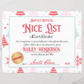 Papier Certificat Nice Personnalisé Du Père Noël (Devant)