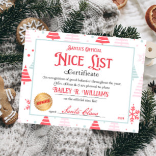 Papier Certificat Nice Personnalisé Du Père Noël