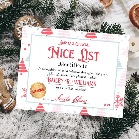 Papier Certificat Nice Personnalisé Du Père Noël