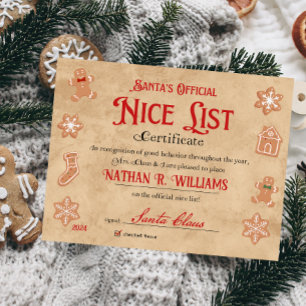 Papier Certificat Nice Personnalisé Du Père Noël