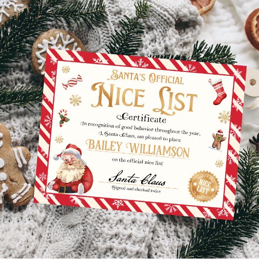 Papier Certificat Nice Personnalisé Du Père Noël