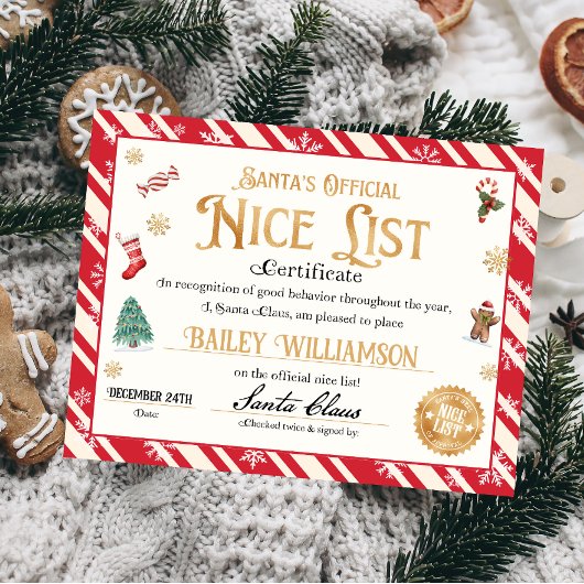 Papier Certificat Nice Personnalisé Du Père Noël