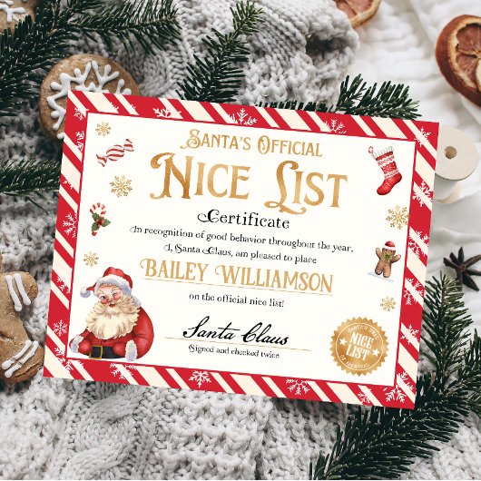 Papier Certificat Nice Personnalisé Du Père Noël