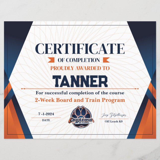 Papier Certificat no 14 (Devant)