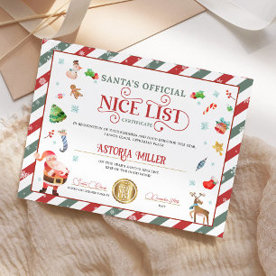 Papier Certificat officiel de la liste de Noël de père No