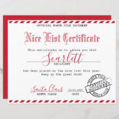 Papier Certificat père Noël - Forfait Enfants (Devant / Derrière)