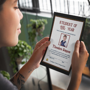 Papier Certificat photo de l'étudiant de l'année Personna