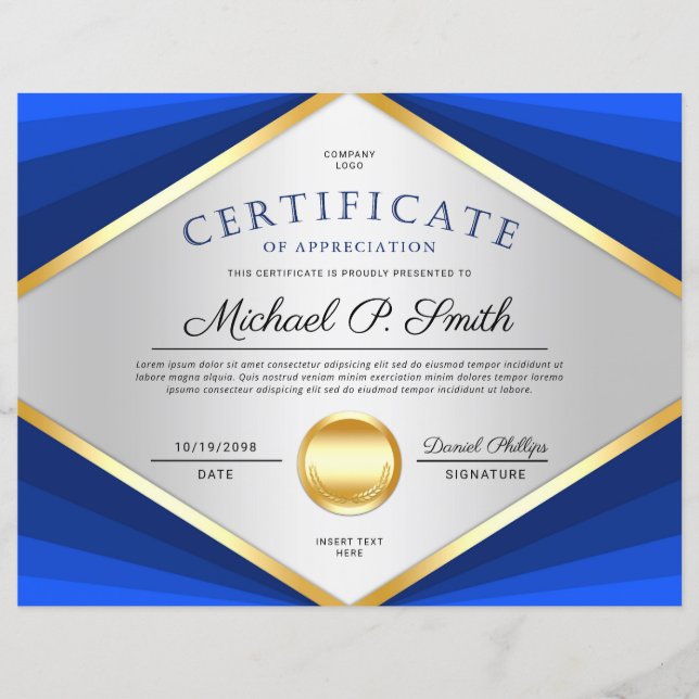 Papier Certificat professionnel de reconnaissance (Devant)