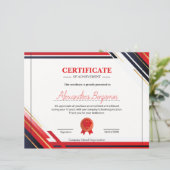 Papier Certificat professionnel moderne de réussite rouge (Debout devant)