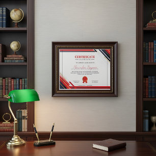Papier Certificat professionnel moderne de réussite rouge