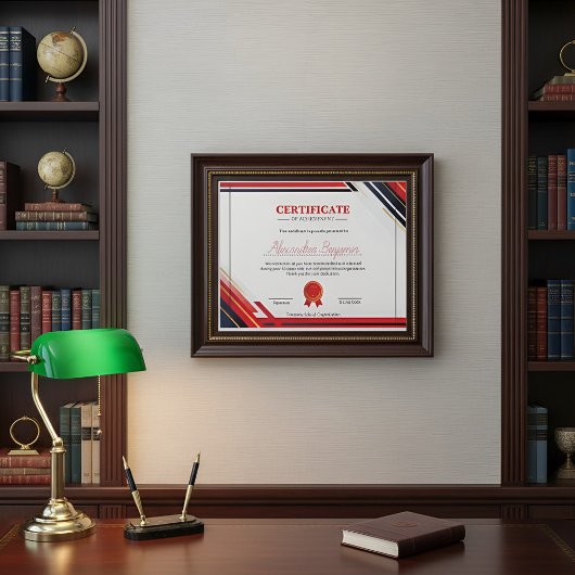 Papier Certificat professionnel moderne de réussite rouge