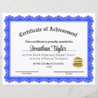 Certificat traditionnel de bourse d'études