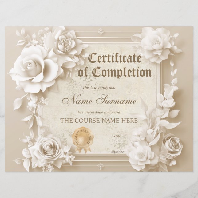 Papier Certificat vintage d'obtention (Devant)