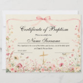 Papier Certificate of Baptism, Baby Dedication (Devant)