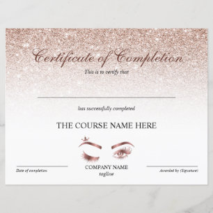Papier Certificate of Completion Award lashes course
