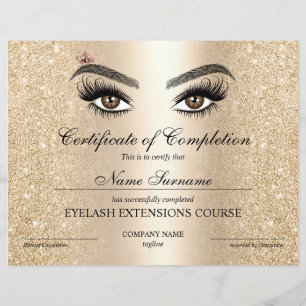 Papier Certificate of Completion Award lashes course