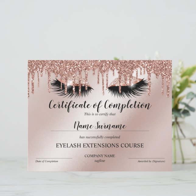 Papier Certificate of Completion Award lashes course (Debout devant)