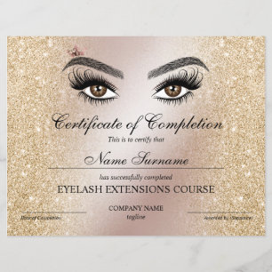 Papier Certificate of Completion Award lashes course