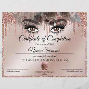 Papier Certificate of Completion Award lashes course